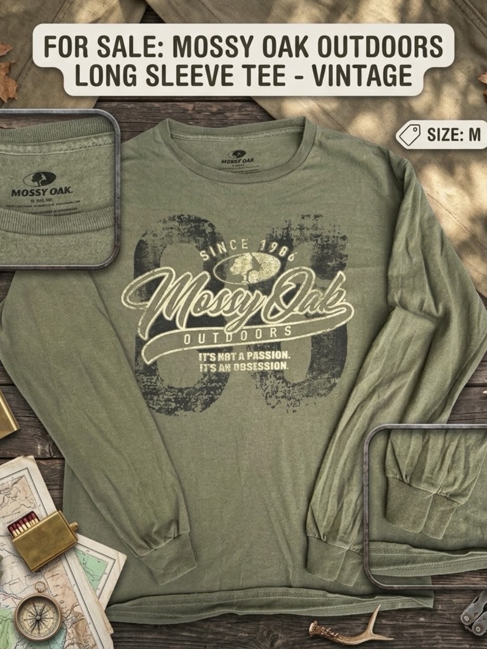 Mossy Oak Men's Long Sleeve Tee in Olive